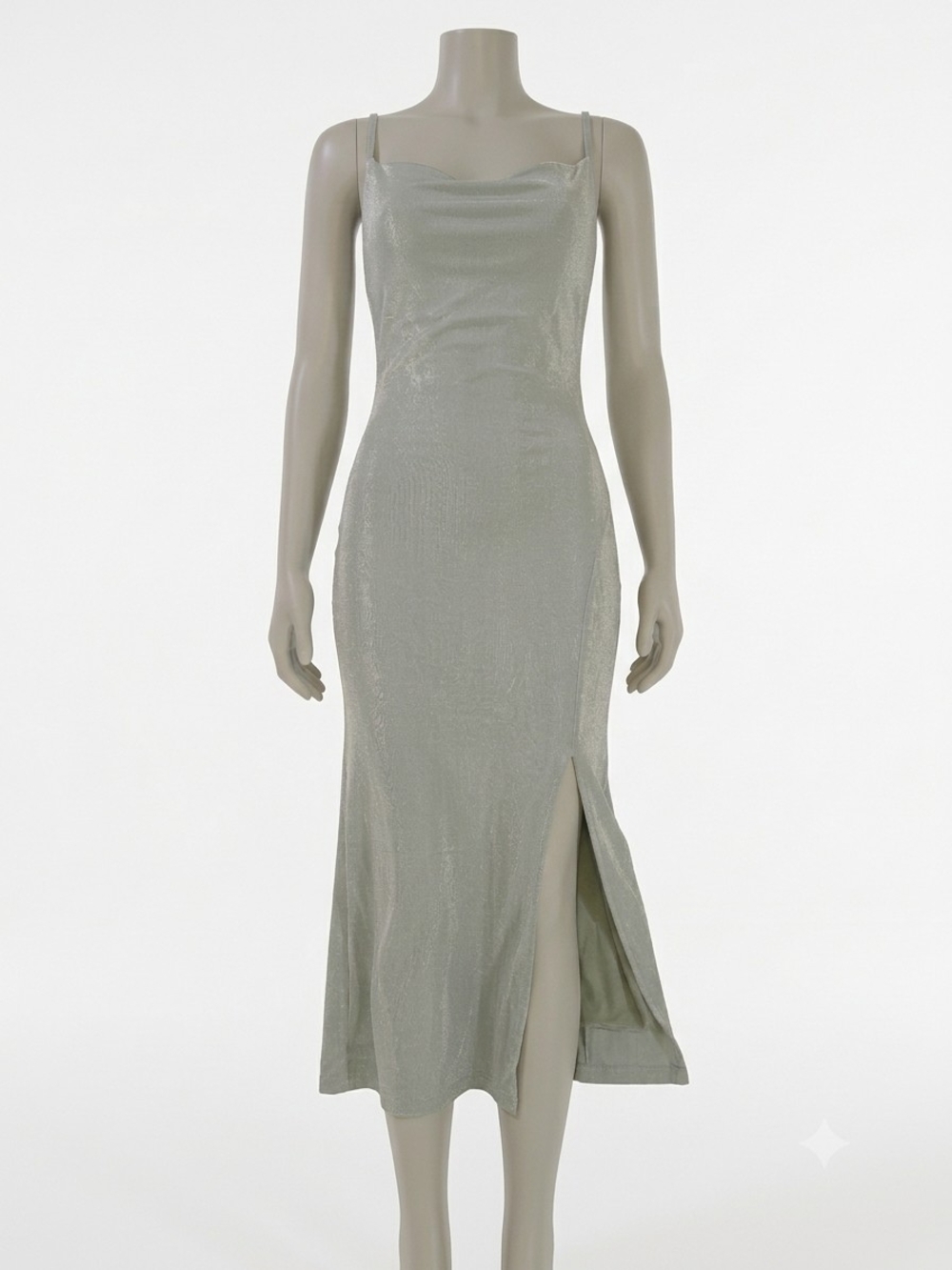 Saints 21 Shimmery Sage Green Cowl Neck Midi Dress - Size L (NWT)